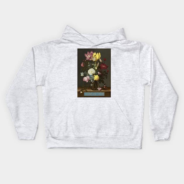 Bouquet of Flowers in a Glass Vase - Ambrosius Bosschaert Painting Kids Hoodie by maxberube